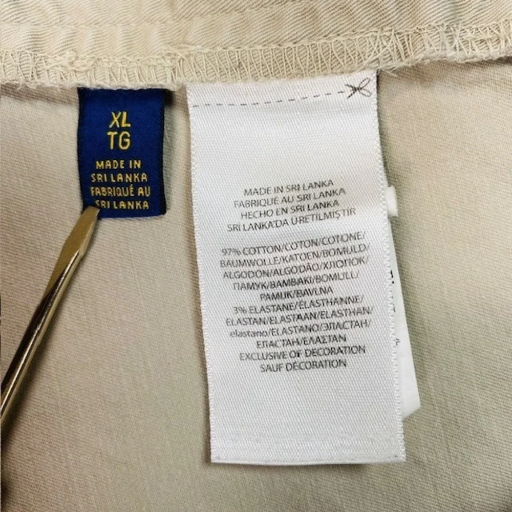 Polo Ralph Lauren Mens XL Tan Khaki Elastic Waist Stretch Chino Shorts 5 Inseam